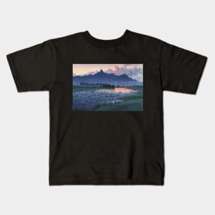 Shikishima Riverbank in Maebashi by Kawase Hasui Kids T-Shirt